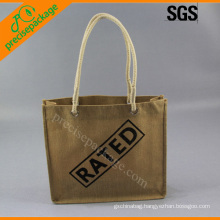 promotional eco jute shopping bag with metal eyelet